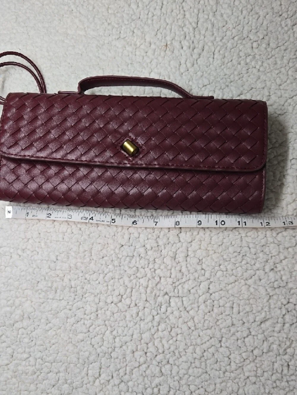 Rich Wine Faux Leather Handbag Interior with Zipper Pocket - Picture 7 of 9